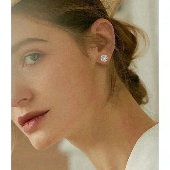 MOISSANITE CERTIFIED 2 ctw Stud Earrings - Picture 3 of 8